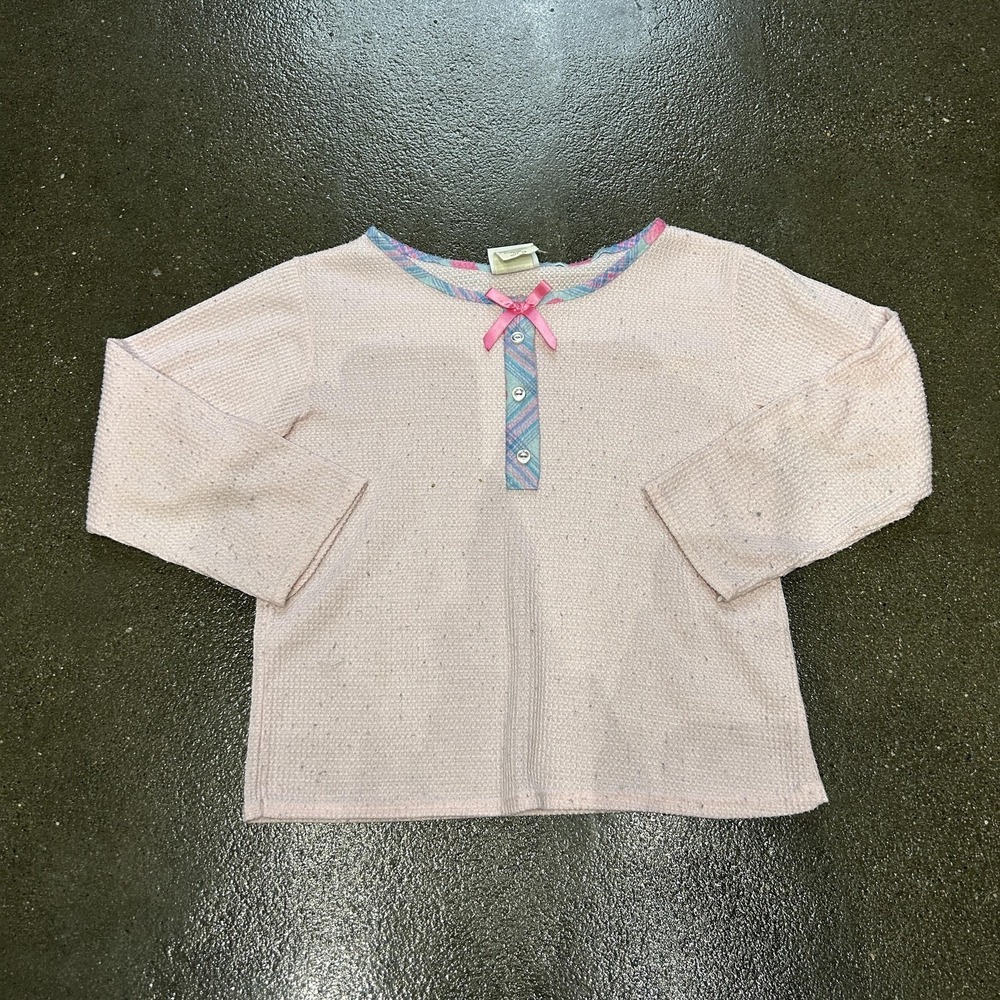 Expressions‎ Shirt Girls 10 Pink Waffle Knit Thermal Long Sleeve Sleep Top